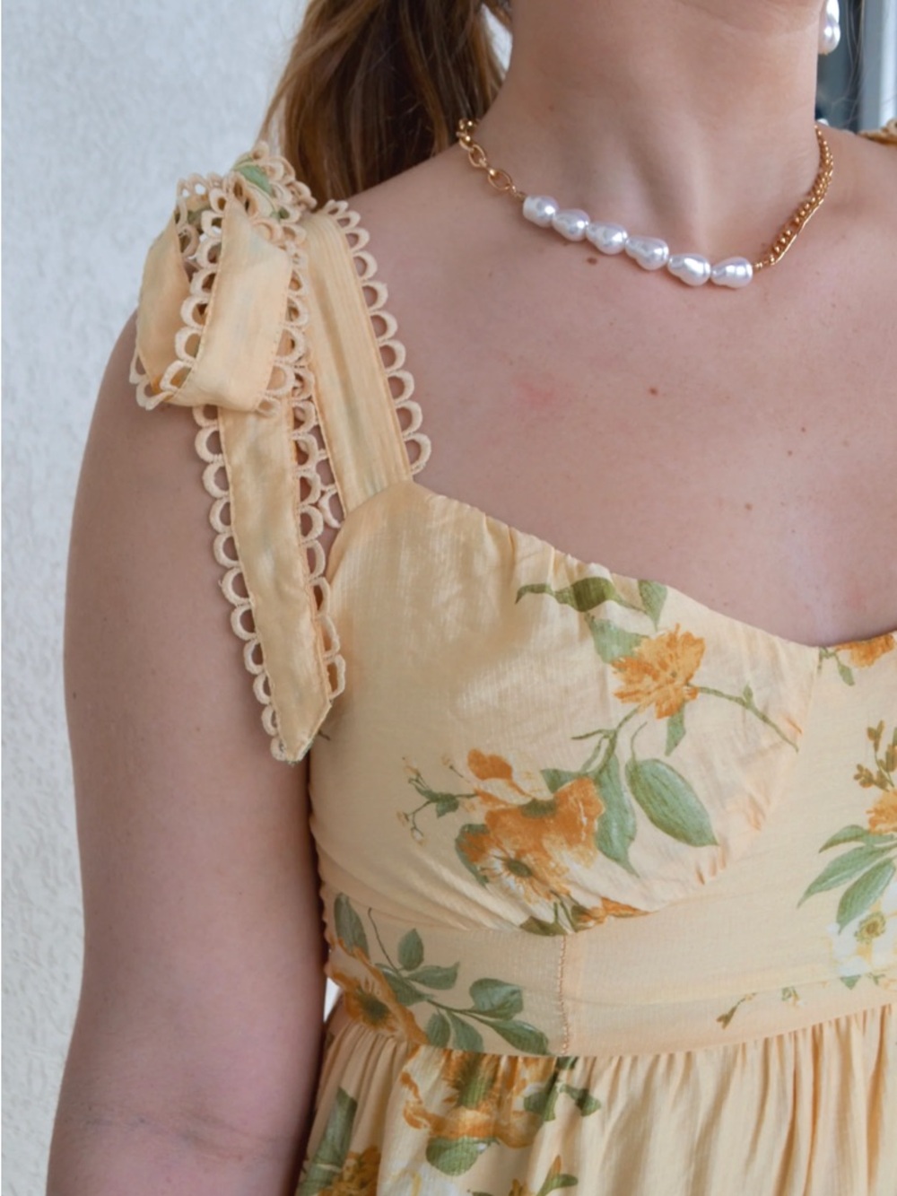 Blu Pepper Cream and Yellow Floral Tiered Maxi Dress - Picture 6 of 7